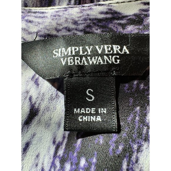 Simply Vera Vera Wang Long Sleeve Button Down Purple White Women Size Small - Picture 7 of 8